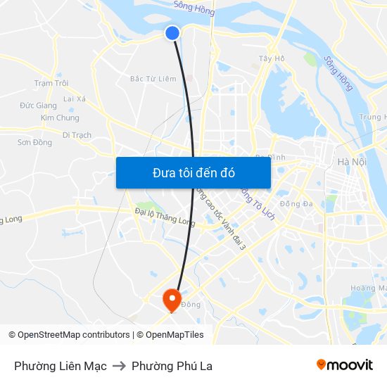 Phường Liên Mạc to Phường Phú La map