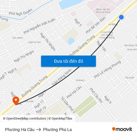 Phường Hà Cầu to Phường Phú La map