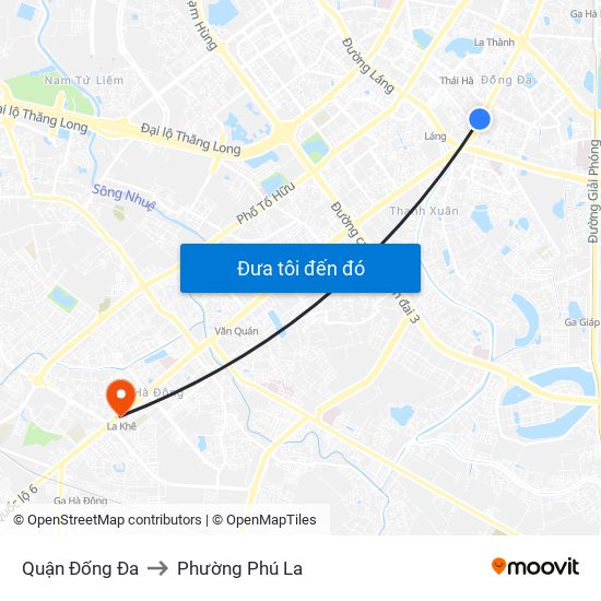 Quận Đống Đa to Phường Phú La map