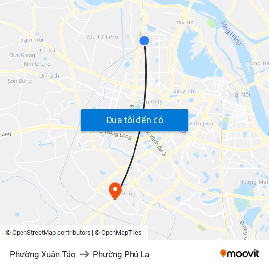 Phường Xuân Tảo to Phường Phú La map