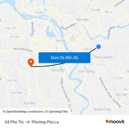 Xã Phú Thị to Phường Phú La map