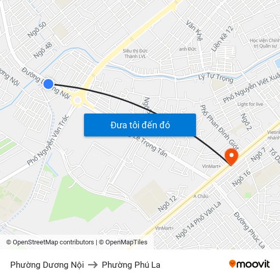 Phường Dương Nội to Phường Phú La map