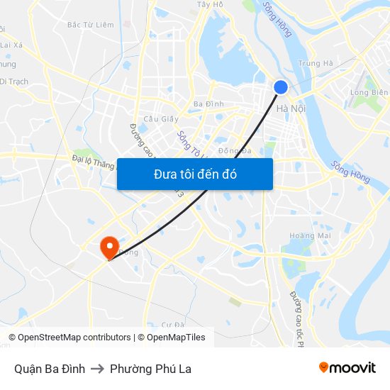 Quận Ba Đình to Phường Phú La map