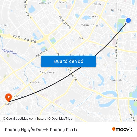 Phường Nguyễn Du to Phường Phú La map