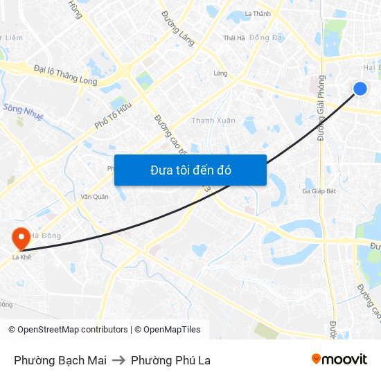 Phường Bạch Mai to Phường Phú La map