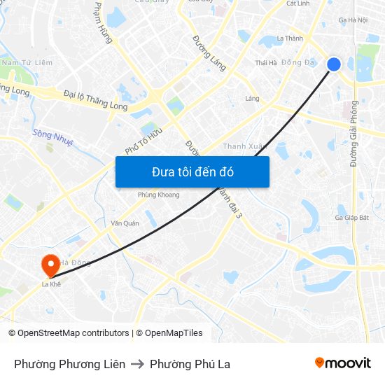 Phường Phương Liên to Phường Phú La map