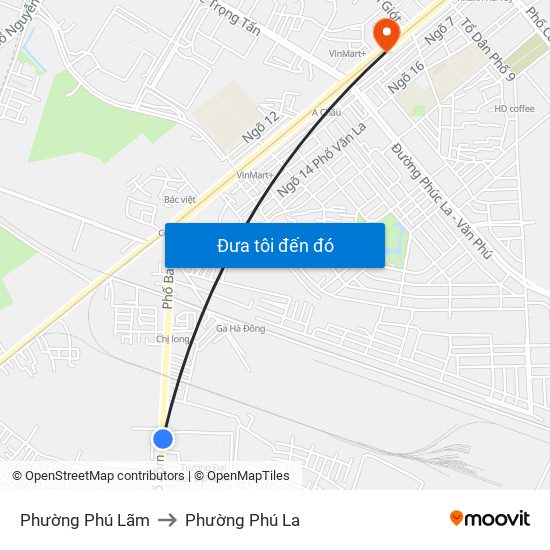 Phường Phú Lãm to Phường Phú La map