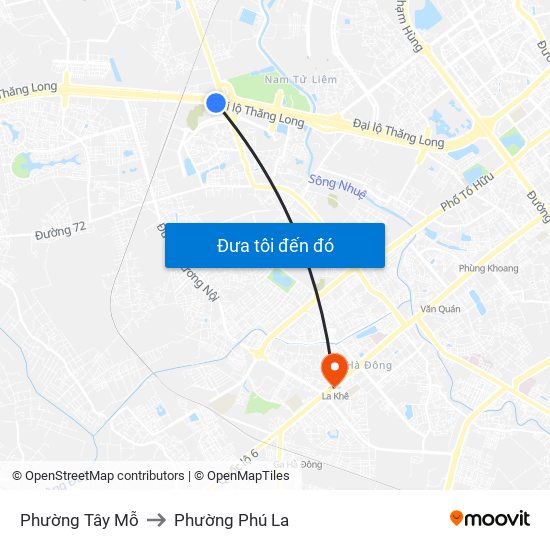 Phường Tây Mỗ to Phường Phú La map