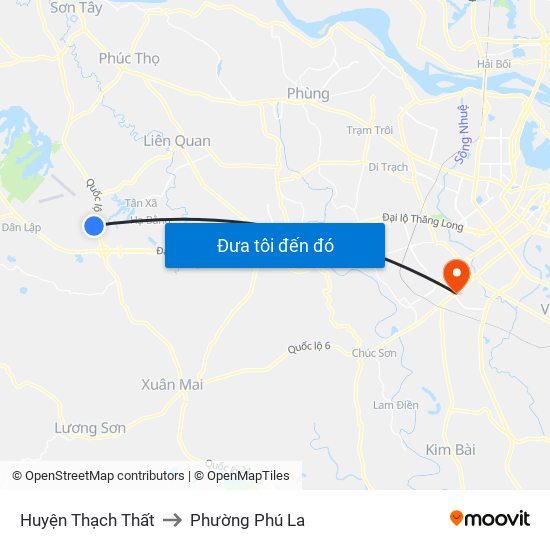 Huyện Thạch Thất to Phường Phú La map