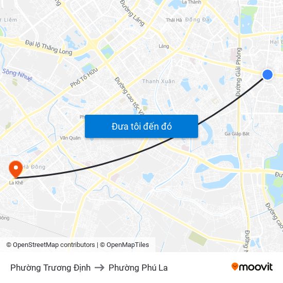 Phường Trương Định to Phường Phú La map