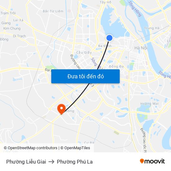 Phường Liễu Giai to Phường Phú La map