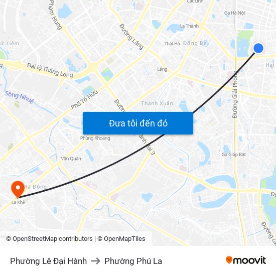 Phường Lê Đại Hành to Phường Phú La map