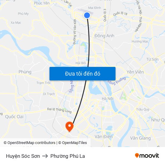 Huyện Sóc Sơn to Phường Phú La map