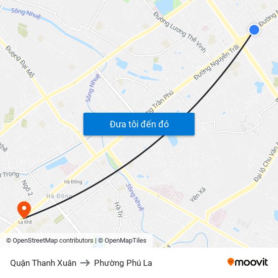 Quận Thanh Xuân to Phường Phú La map