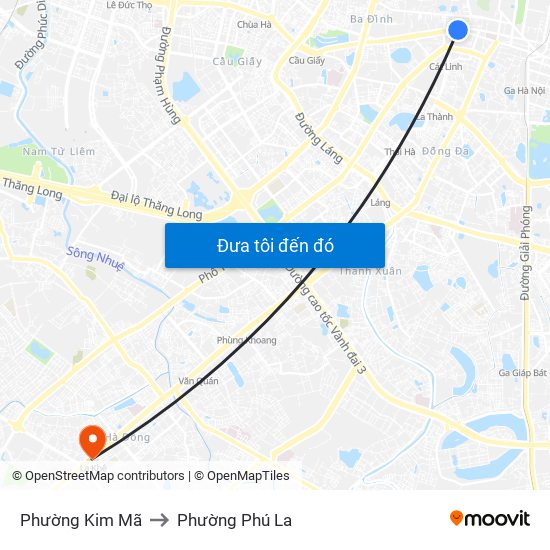 Phường Kim Mã to Phường Phú La map