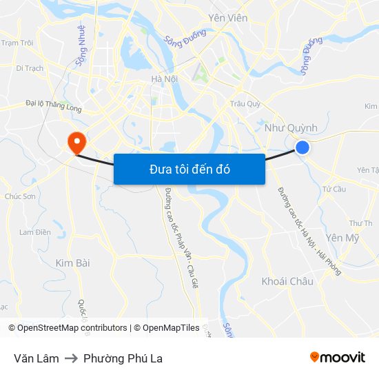 Văn Lâm to Phường Phú La map