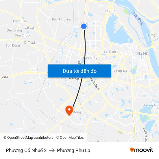 Phường Cổ Nhuế 2 to Phường Phú La map