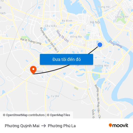 Phường Quỳnh Mai to Phường Phú La map