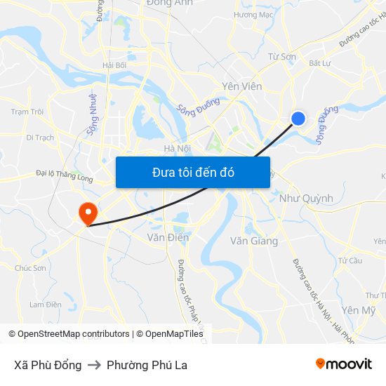 Xã Phù Đổng to Phường Phú La map