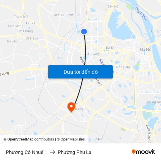 Phường Cổ Nhuế 1 to Phường Phú La map