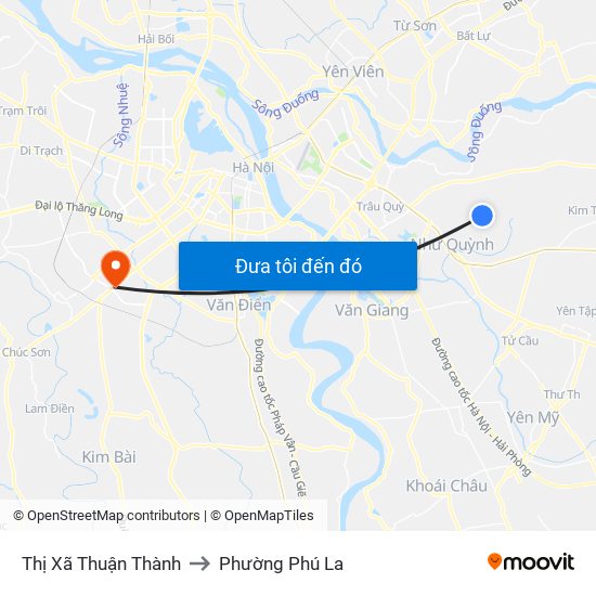 Thị Xã Thuận Thành to Phường Phú La map