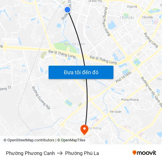 Phường Phương Canh to Phường Phú La map