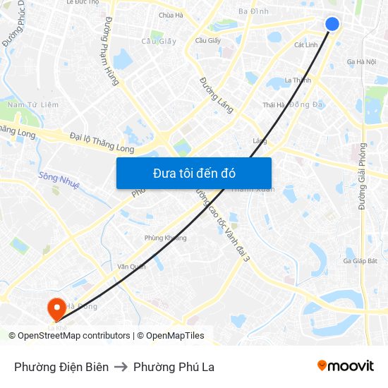 Phường Điện Biên to Phường Phú La map