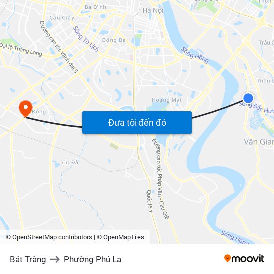 Bát Tràng to Phường Phú La map