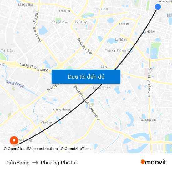 Cửa Đông to Phường Phú La map