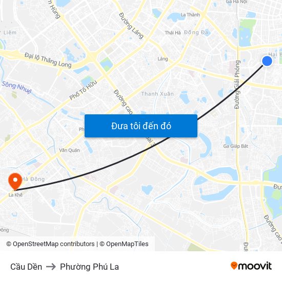 Cầu Dền to Phường Phú La map