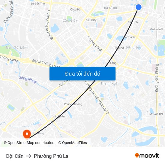 Đội Cấn to Phường Phú La map