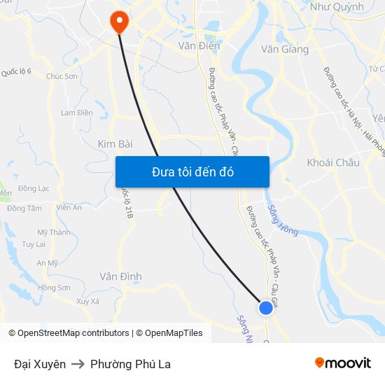 Đại Xuyên to Phường Phú La map