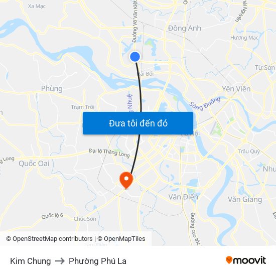 Kim Chung to Phường Phú La map