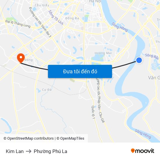 Kim Lan to Phường Phú La map