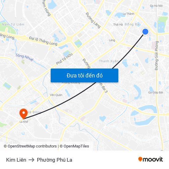 Kim Liên to Phường Phú La map