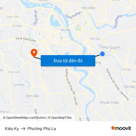 Kiêu Kỵ to Phường Phú La map