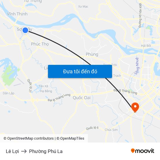 Lê Lợi to Phường Phú La map