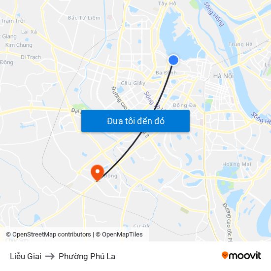 Liễu Giai to Phường Phú La map