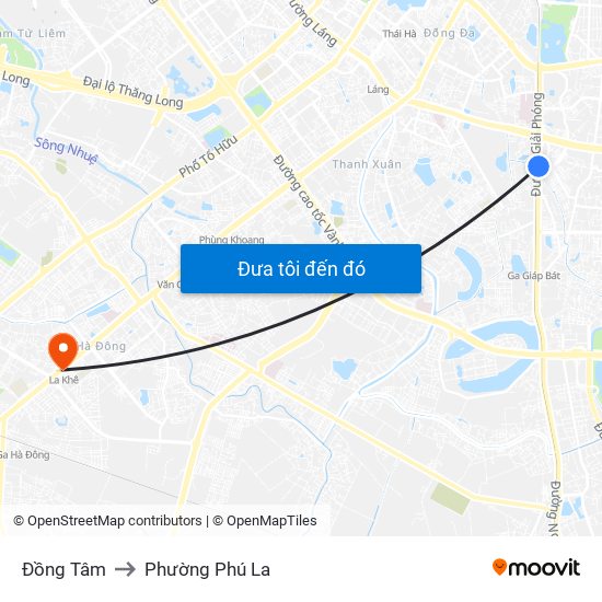 Đồng Tâm to Phường Phú La map