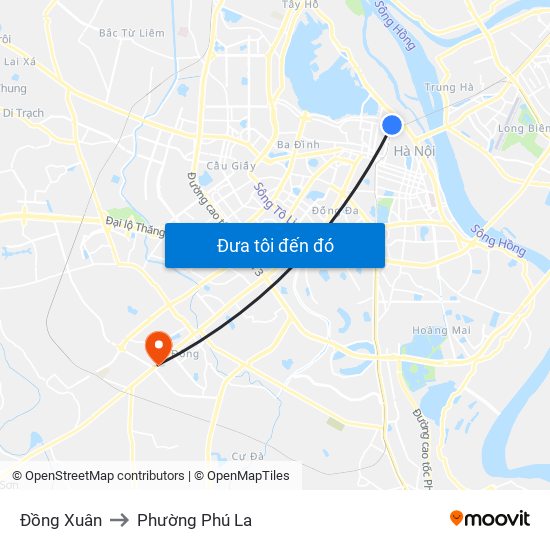 Đồng Xuân to Phường Phú La map