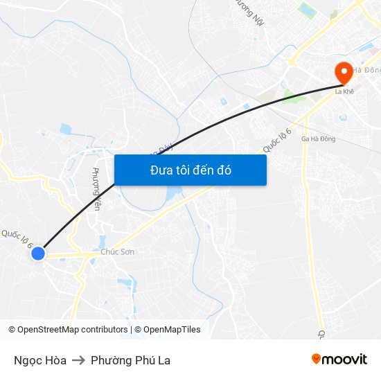 Ngọc Hòa to Phường Phú La map