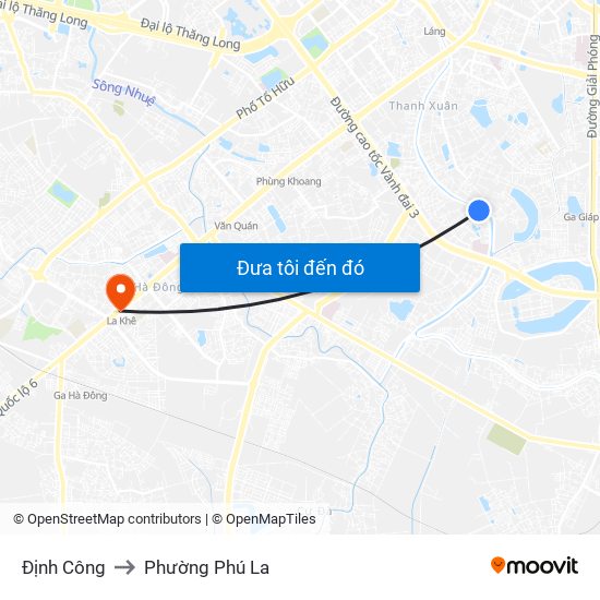 Định Công to Phường Phú La map