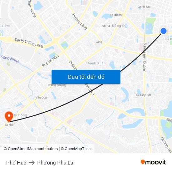 Phố Huế to Phường Phú La map