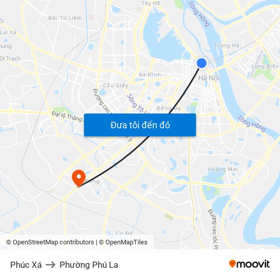 Phúc Xá to Phường Phú La map