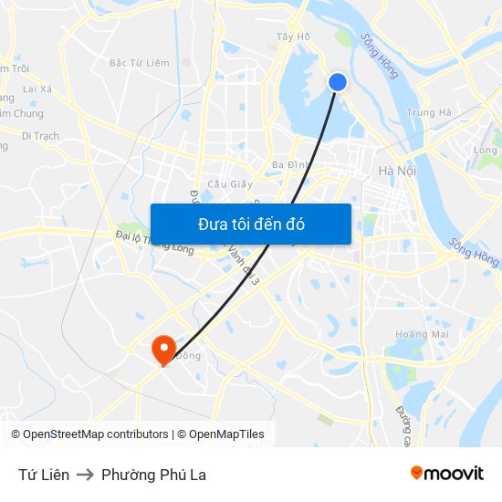 Tứ Liên to Phường Phú La map