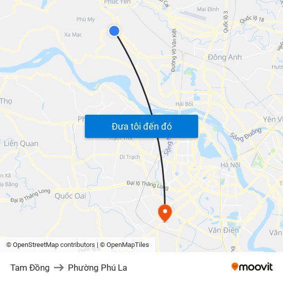 Tam Đồng to Phường Phú La map