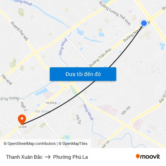 Thanh Xuân Bắc to Phường Phú La map