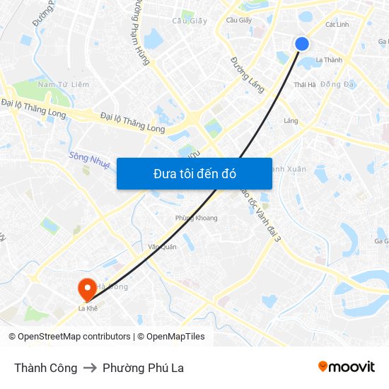 Thành Công to Phường Phú La map