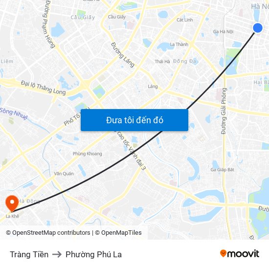 Tràng Tiền to Phường Phú La map
