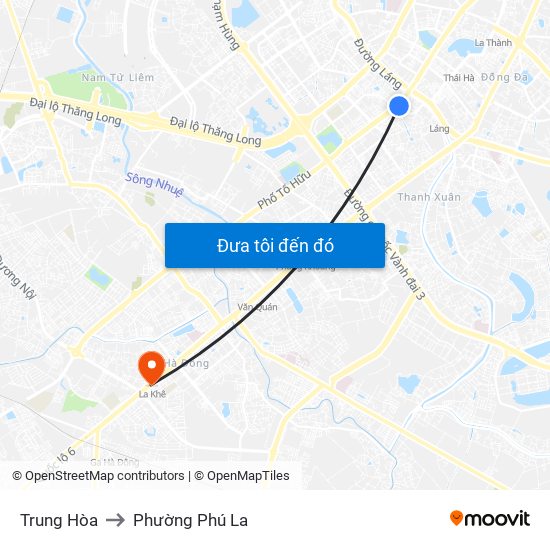 Trung Hòa to Phường Phú La map